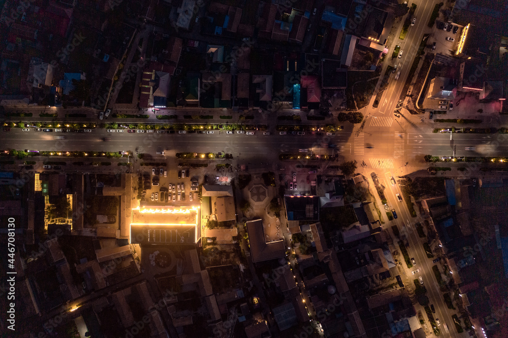 Night scene of Turks Bagua City in China.
