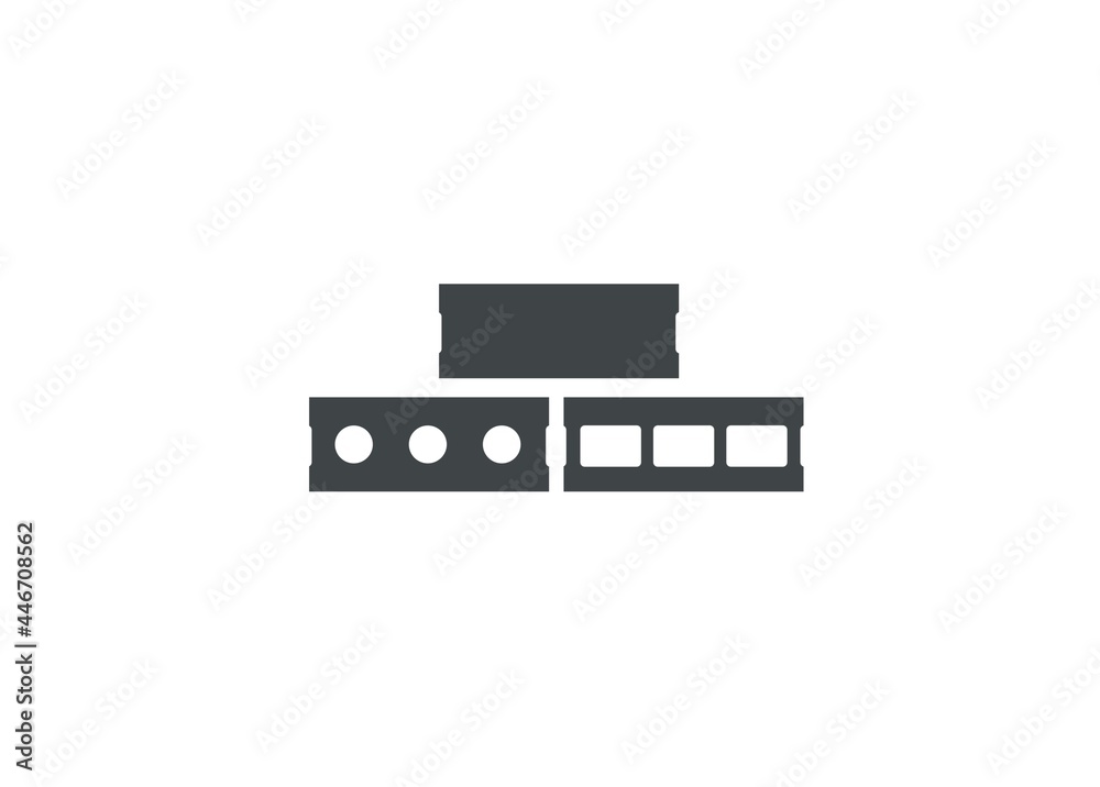 Obraz premium Stack of various bricks simple illustration in black and white