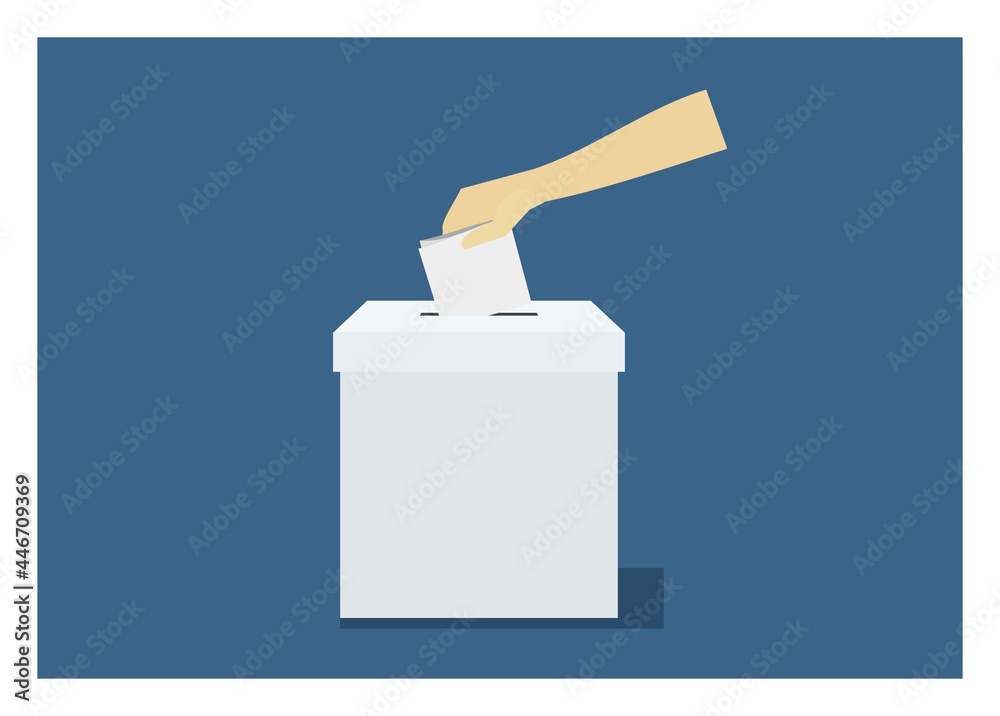 Hand inserting ballot paper into a box