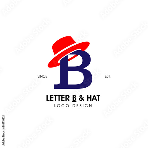 Simple and stylish initial logo letter B combining with red hat