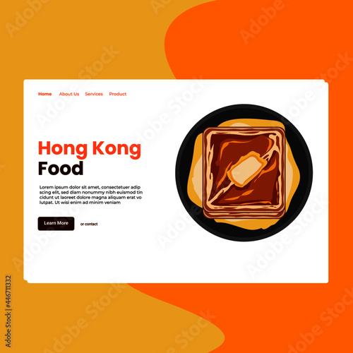 Landing page template of Hong Kong Food. Modern flat design concept of web page design for website and mobile website. Easy to edit and customize. Vector illustration