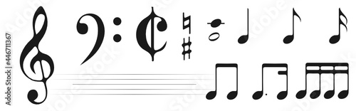 music notes icon set