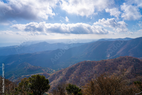 静岡県の天城山の紅葉の季節の登山道 Mt. Amagi Mountain Trail in Shizuoka Prefecture during the Fall Foliage Season