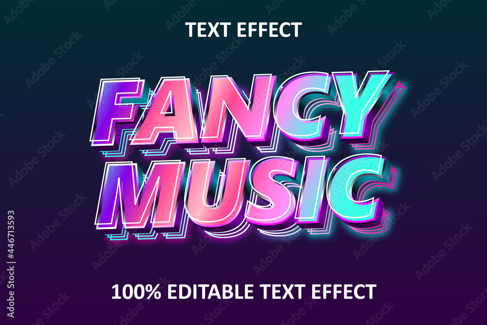 Fancy Music Editable Text Effect Rainbow - obrazy, fototapety, plakaty 