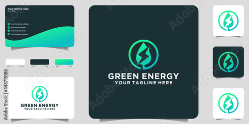 green leaf energy logo and business card inspiration