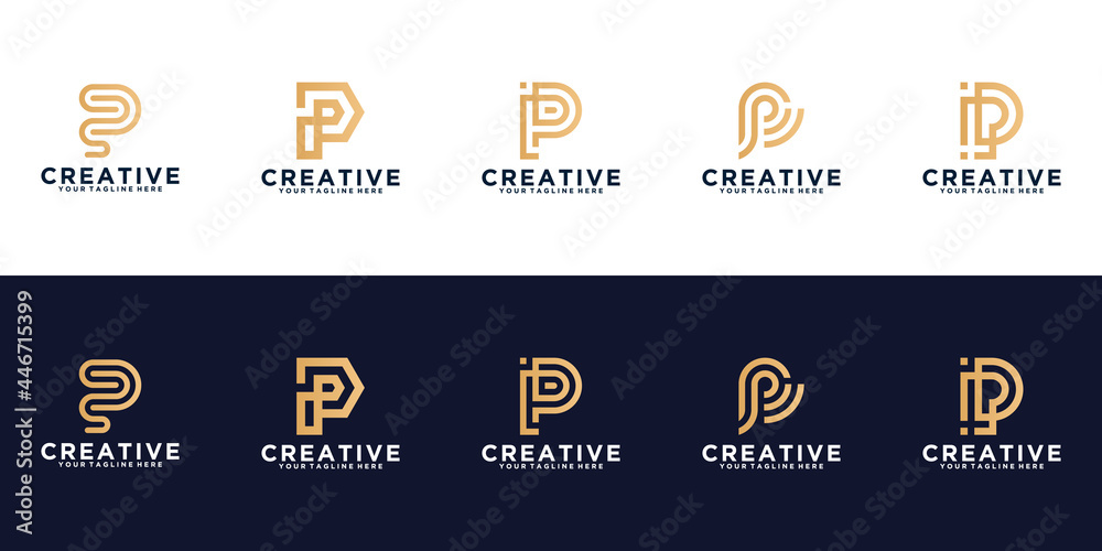 creative logo collection monogram letter p template design