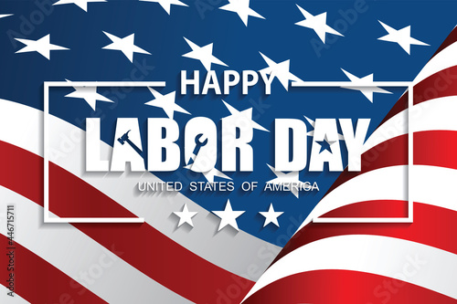 Vector Happy Labor Day card. National american holiday illustration with USA flag. 
