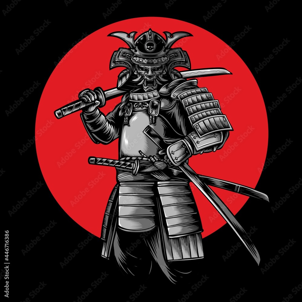 Photo & Art Print japanese samurai warrior vector illustration ...