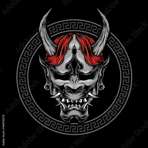 japanese oni mask vector logo