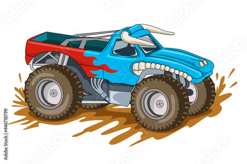 bull monster truck illustrations vector