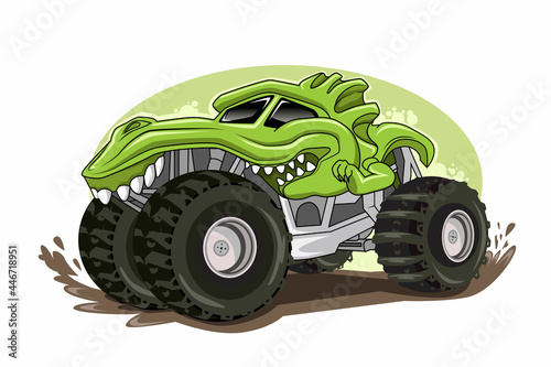 monster truck character illustration vector