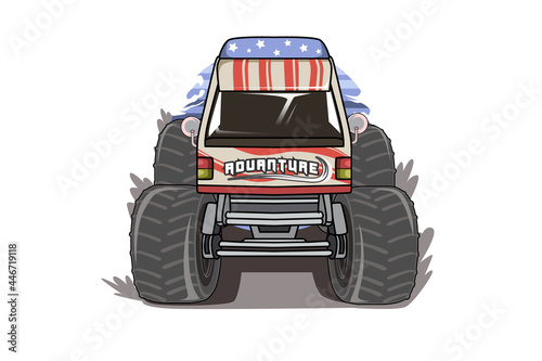 mini bus monster illustration vector