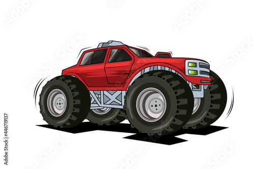 red monster truck vector