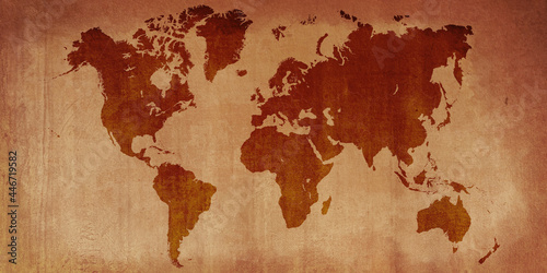 Old vintage paper world map background 
