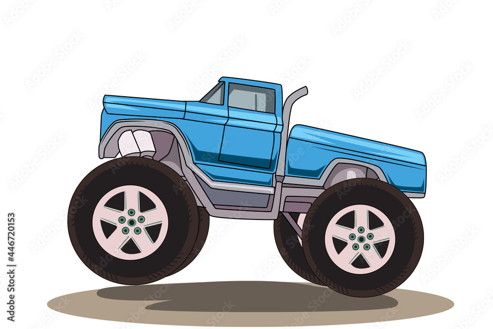 blue monster truck vector