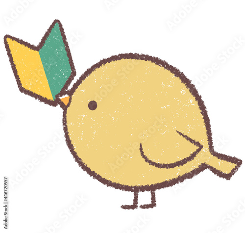 初心者マークと黄色の小鳥