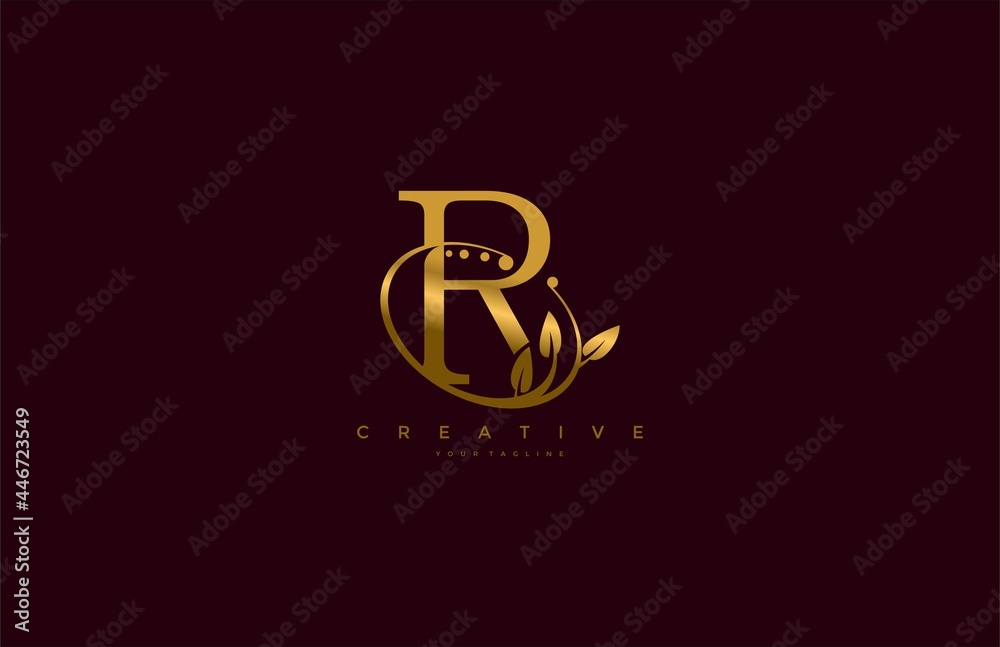 Golden Beauty Flourishes Initial Typography R Logogram Golden Beauty Flourishes Initial Typography R Logogram