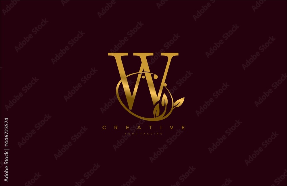 Golden Beauty Flourishes Initial Typography W Logogram Golden Beauty Flourishes Initial Typography W Logogram