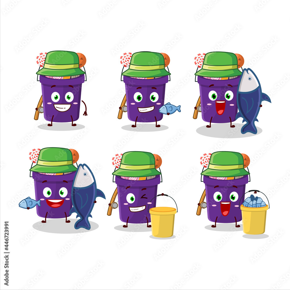 A fisherman bucket halloween cartoon picture catch a big fish A fisherman bucket halloween cartoon picture catch a big fish