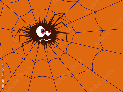 Halloween Angry spider on the cobweb