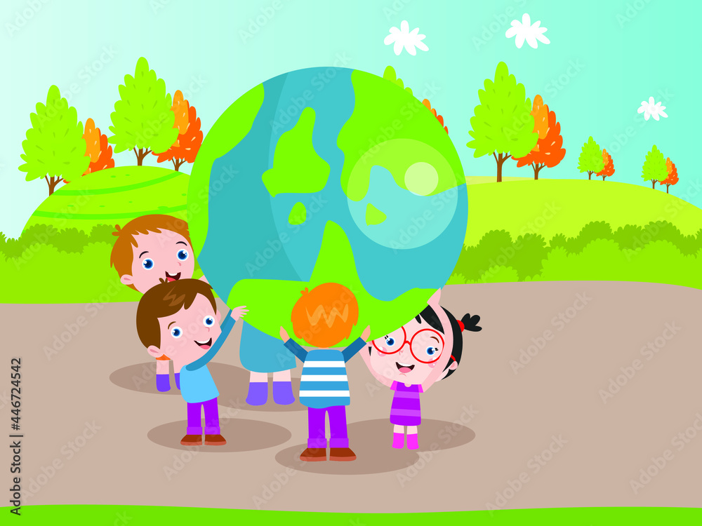 Save the earth 2D cartoon concept for banner, website, illustration, landing page, flyer, etc. Save the earth 2D cartoon concept for banner, website, illustration, landing page, flyer, etc.