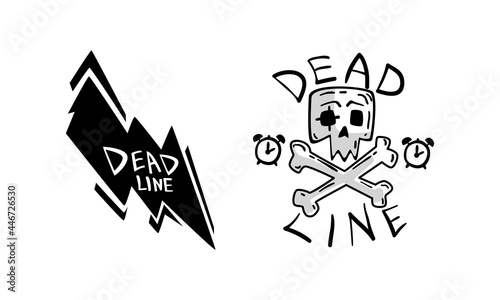 Deadline Logo Design Set, Time Management, Effective Business Time Monochrome Badges Vector Illustration