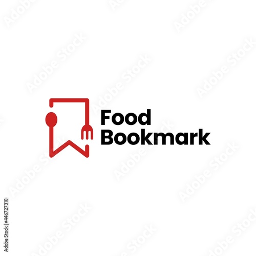 food spoon fork bookmark restaurant logo vector icon illustration