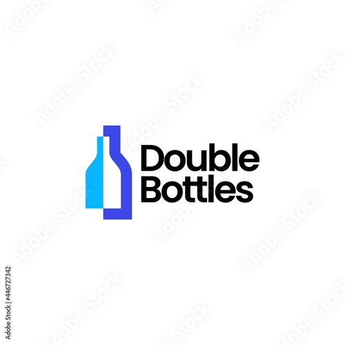 two bottle logo vector icon illustration