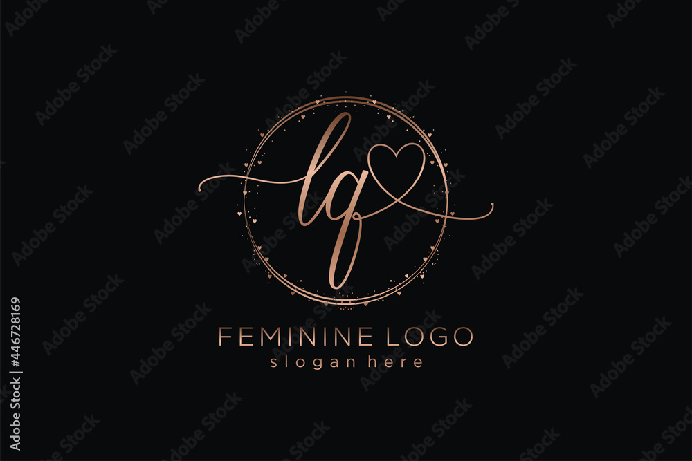 Initial LQ handwriting logo with circle template vector logo of initial ...