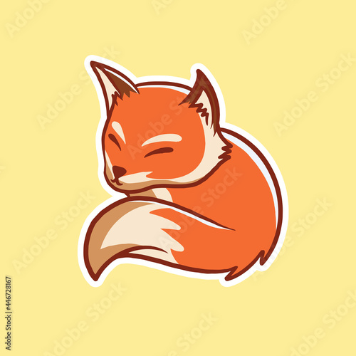cute fox sleeping cartoon icon illustration-animal icon concept isolated premium flat cartoon style
