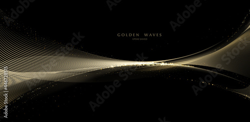 golden wave background, luxury gold lines