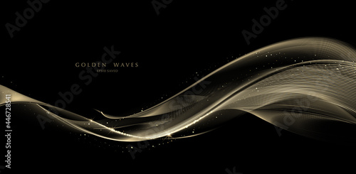 golden wave background, luxury gold lines