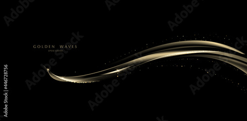 golden wave background, luxury gold lines