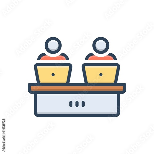 Color illustration icon for workstation
