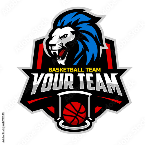Lion mascot for a basketball team logo. Vector illustration. Great for team or school mascot or t-shirts and others.