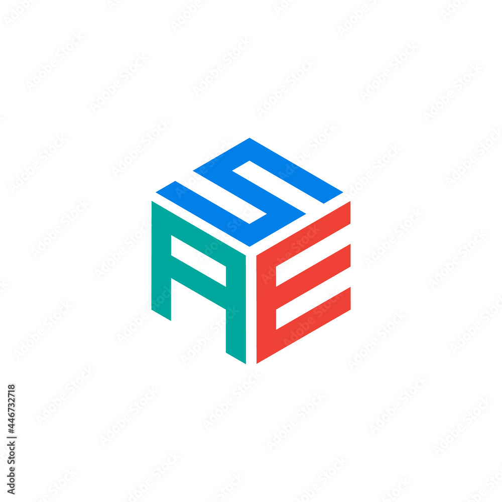 Hexagon logo with the letters SAE design Hexagon logo with the letters SAE design