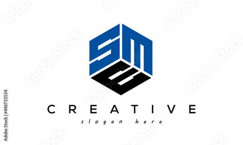SME letters creative logo with hexagon