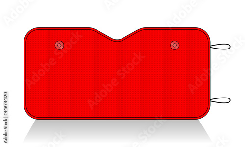 Red Car Window Sunshade Foldable Reflective Sun Visor on White Background, Vector File