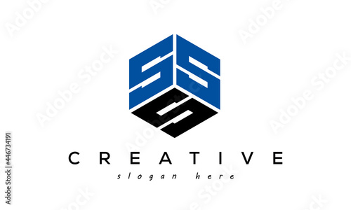 SSS letters creative logo with hexagon	