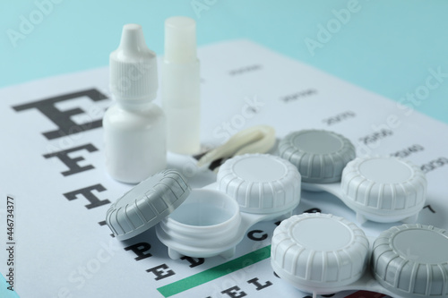 Concept of contact lenses for eyes, health care