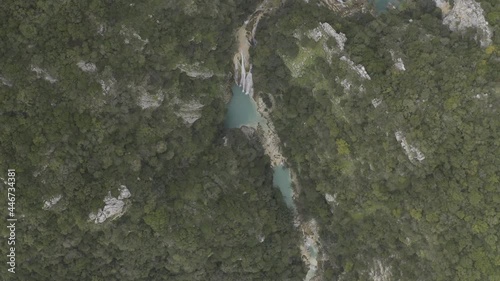 Aerial, Polylimnio Waterfalls, Peloponnes, Greece photo