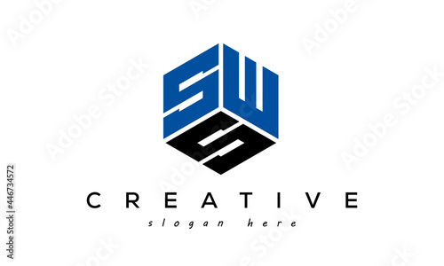 TWS letters creative logo with hexagon	