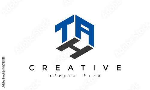 TAH letters creative logo with hexagon	