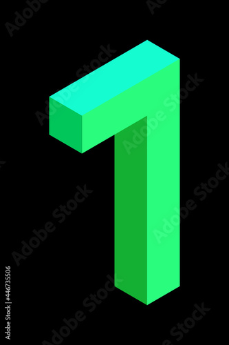 Free Download Light green number 7 in isometric style. Isolated on black background. Learning numbers, serial number, price, place. - GFXLoad