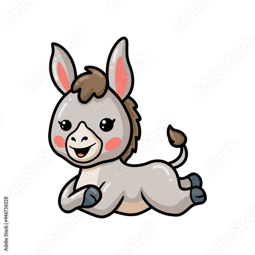 Cute baby donkey cartoon lying down