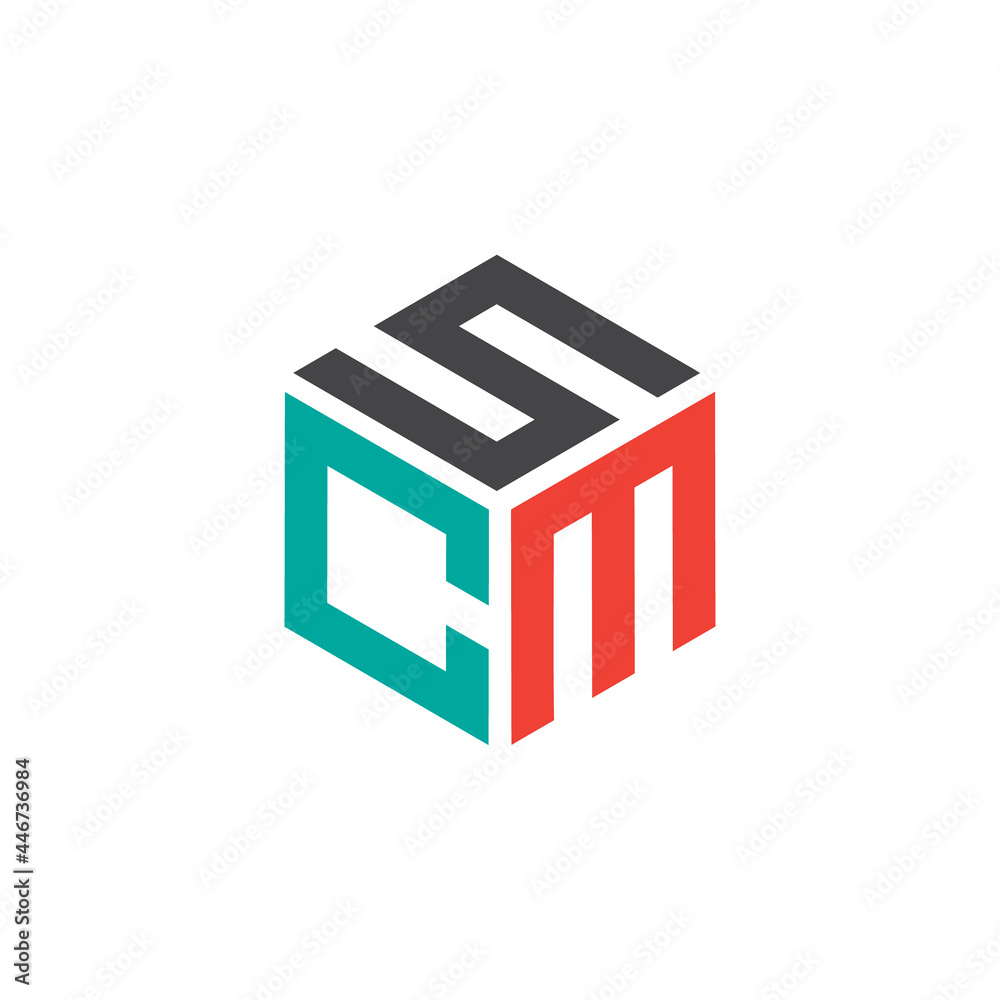 Hexagon logo with the letters SCM design Hexagon logo with the letters SCM design