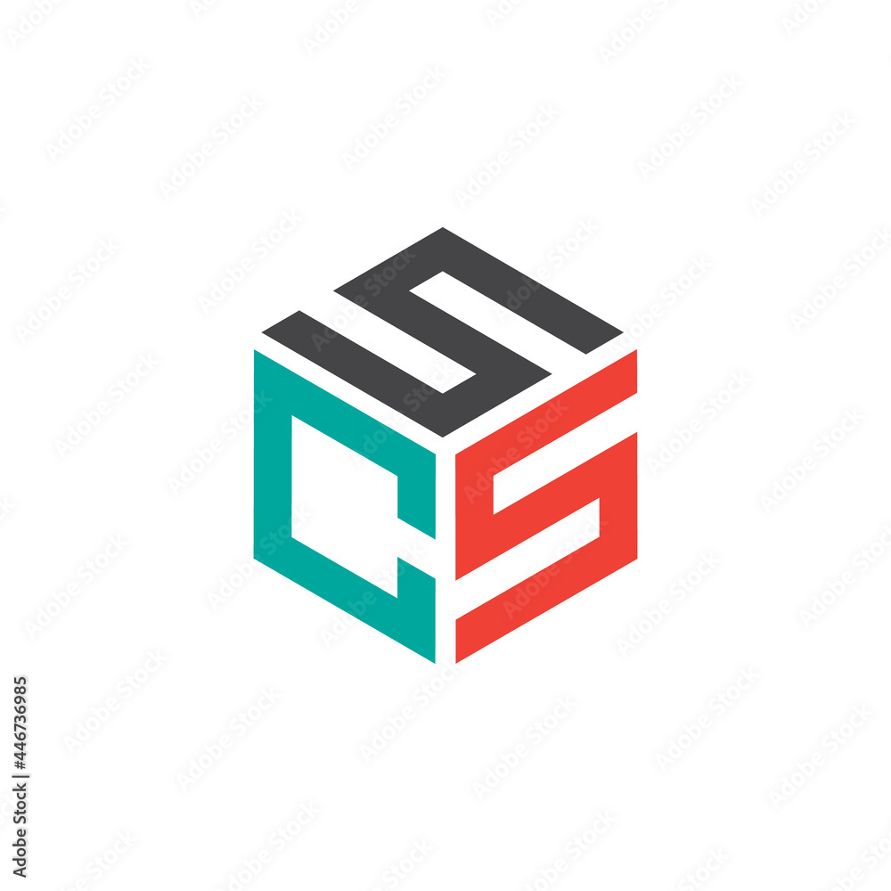 Hexagon logo with the letters SCS design Hexagon logo with the letters SCS design