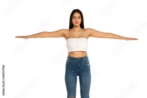 woman with outstretched arms