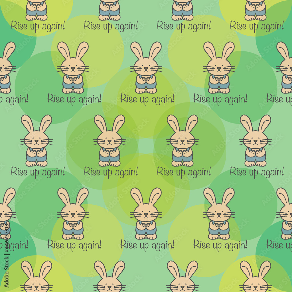 Fototapeta premium Pink Rabbit cartoon Seamless Pattern motif on elipse graphic background