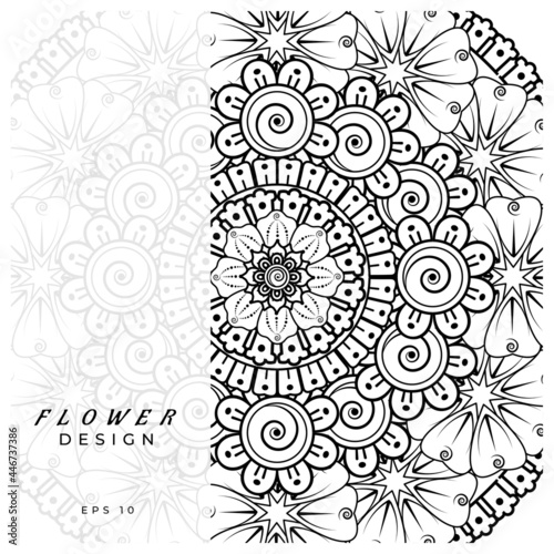 Mehndi flower for henna  mehndi  tattoo  decoration. decorative ornament in ethnic oriental style. doodle ornament. coloring book page.